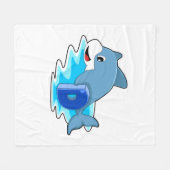 Dolfine in zwemmen met letter fleece deken (Voorkant (Horizontaal))