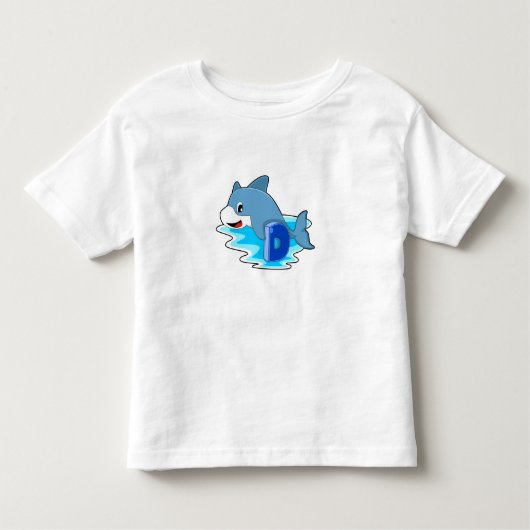 Dolfine in zwemmen met letter kinder shirts (Voorkant)