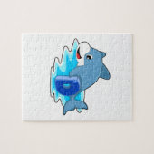 Dolfine in zwemmen met letter legpuzzel (Horizontaal)