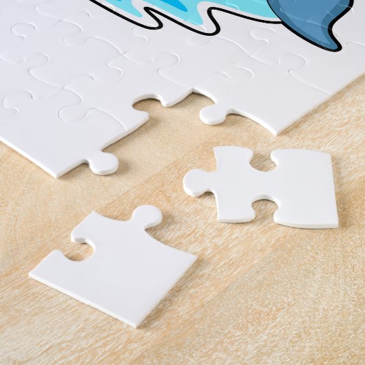 Dolfine in zwemmen met letter legpuzzel (Zijkant)