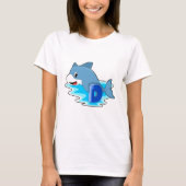 Dolfine in zwemmen met letter t-shirt (Voorkant)