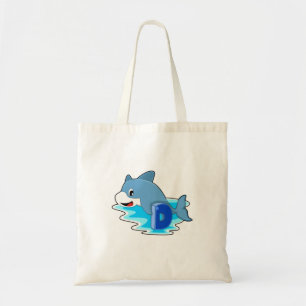 Dolfine in zwemmen met letter tote bag