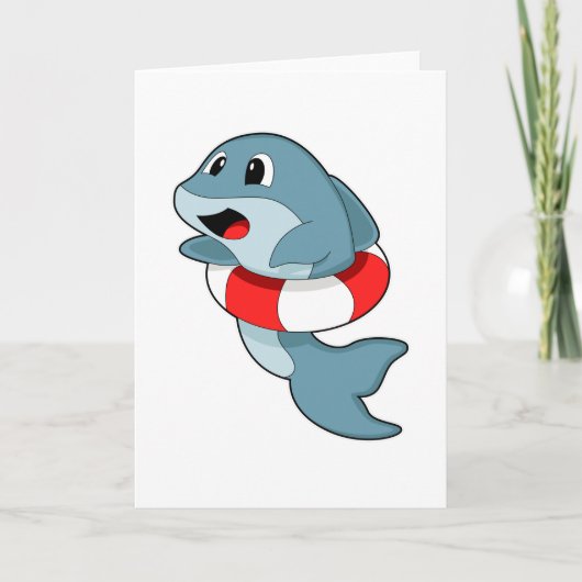 Dolfine in zwemmen met Swim-ring Kaart (Voorkant)