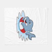 Dolfine in zwemmen met Swim ring.PNG Fleece Deken (Voorkant (Horizontaal))