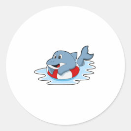 Dolfine in zwemmen met Swim ring.PNG Ronde Sticker
