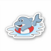 Dolfine in zwemmen met Swim ring.PNG Sticker (Voorkant)