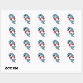 Dolfine in zwemmen met Swim-ring Vierkante Sticker (Vel)