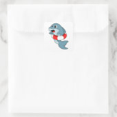 Dolfine in zwemmen met Swim-ring Vierkante Sticker (Tas)