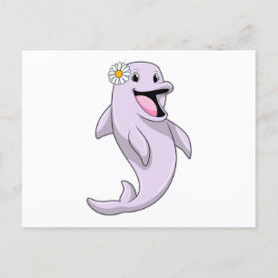 Dolfine met Daisy Flower Briefkaart