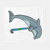 Dolfine op Hockey met Hockey-stick Fleece Deken (Voorkant (Horizontaal))