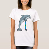 Dolfine op Hockey met Hockey-stick T-shirt (Voorkant)