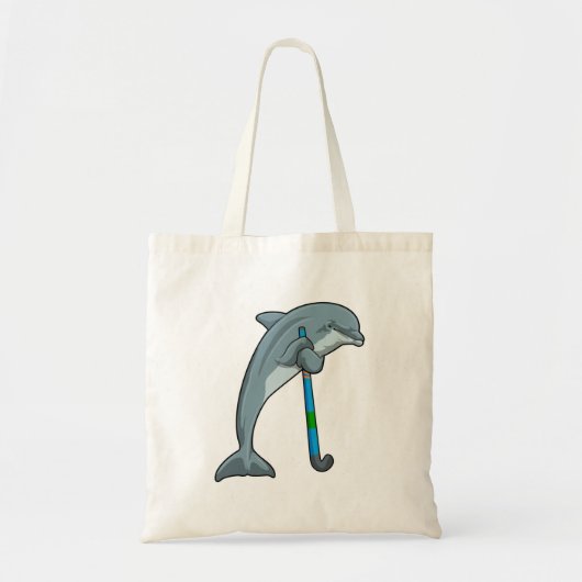 Dolfine op Hockey met Hockey-stick Tote Bag (Voorkant)