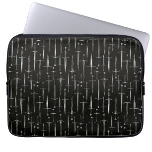 Dolg en Zwaarden herhalend somber patroon Laptop Sleeve