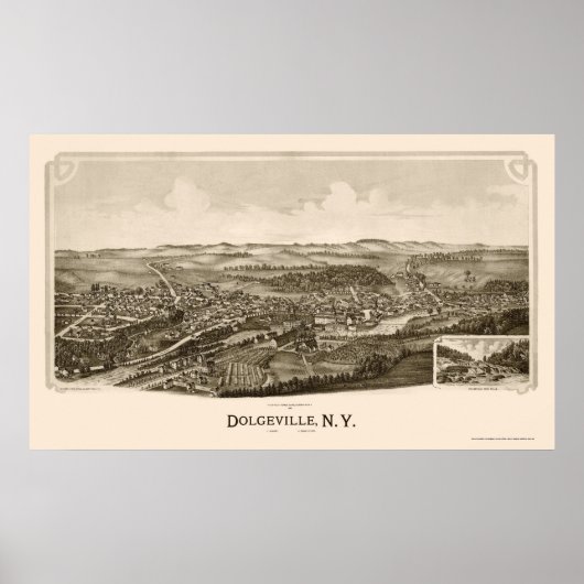Dolgeville, NY Panoramic Map - 1890 Poster (Voorkant)
