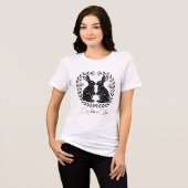 Doling van Liefde | Linocut Konijnen Romantisch Tri-Blend Shirt (Voorkant volledig)