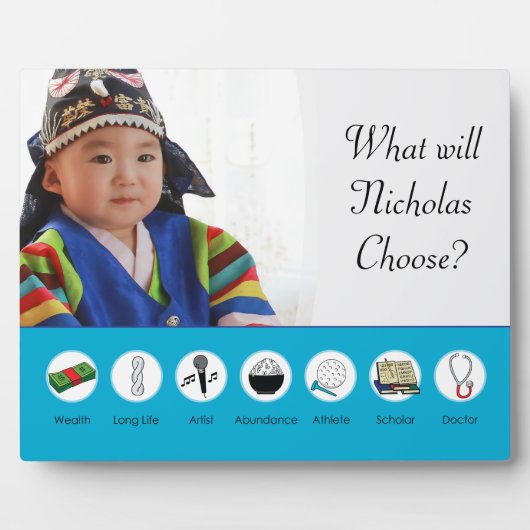 Doljabi Doljanchi Dol Koreaanse 1e Eerste verjaard Fotoplaat (Voorkant)