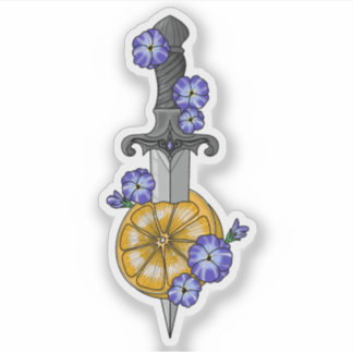 Dolk met sinaasappel en viooltjes Fourth Wing Sticker