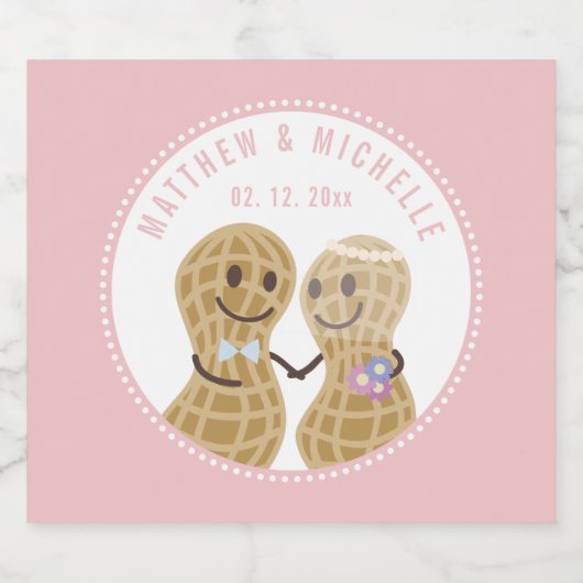 Dolk op Elkaar Roze Trouw Bruidsdouche Bier Etiket (Enkel label)