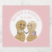 Dolk op Elkaar Roze Trouwfeest Bruids Shower Bier Etiket (Enkel label)