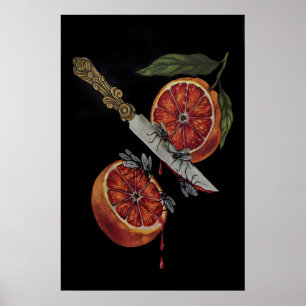 Dolk Zwaard en Bloed Oranje Gotische Keuken Poster