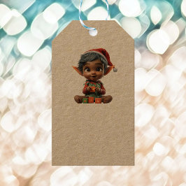 Doll Baby Christmas Elf Kraft Gift Labels Cadeaulabel