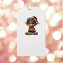 Doll Baby Christmas Elf Witte Gift Labels