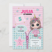 Doll Birthday Invitation  Kaart (Voorkant)