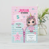 Doll Birthday Invitation  Kaart (Staand voorkant)