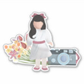 Doll, Bloemen, & Camera Sticker (Voorkant)