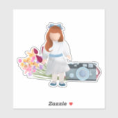 Doll, Bloemen, & Camera Sticker (Vel)