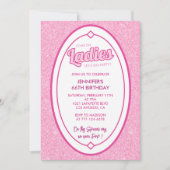 Doll Blush Pink Glitter 66e verjaardag uitnodiging (Voorkant)