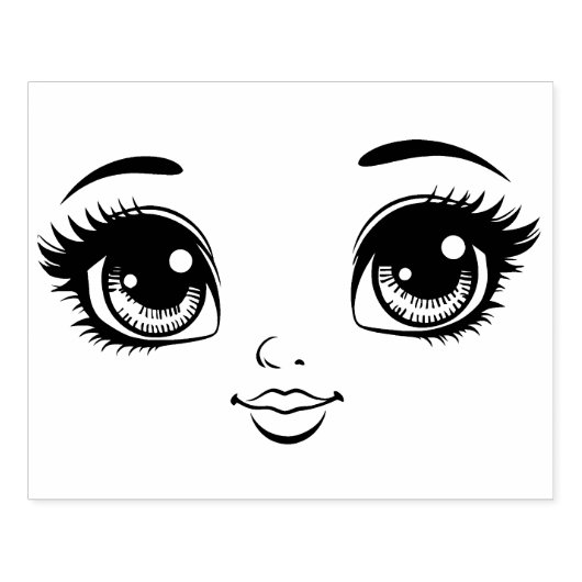 Doll Face Eyes Lips Originele Kunst Rubberstempel (Afrduk)