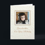Doll Frances Grandmother Birthday Kaart<br><div class="desc">This Doll Frances Grandmother Birthday Card features an antique Victorian doll named Frances,  and says, "Grandmother,  On Your Birthday" Inside,  "May it be as memorable as you are. Happy Birthday! I love you,  Grandmother.” The inside copy may be personalized.</div>