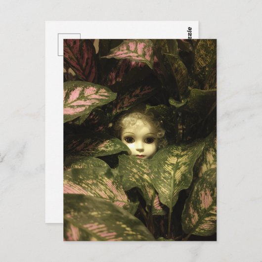 Doll Head in Planten Briefkaart (Voorkant / Achterkant)