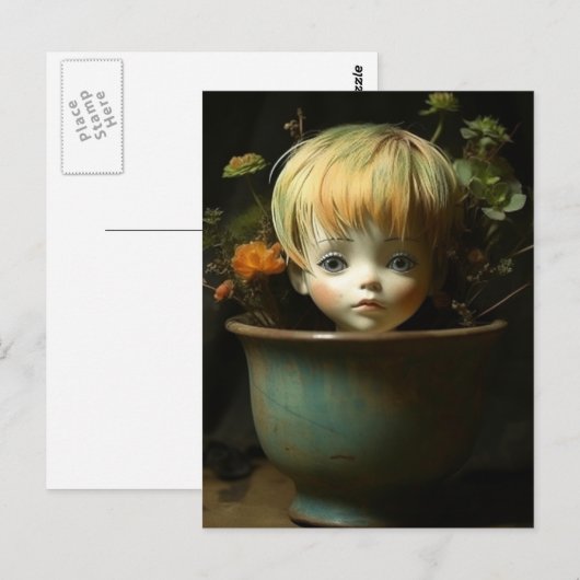 Doll Head Planter Briefkaart (Voorkant / Achterkant)
