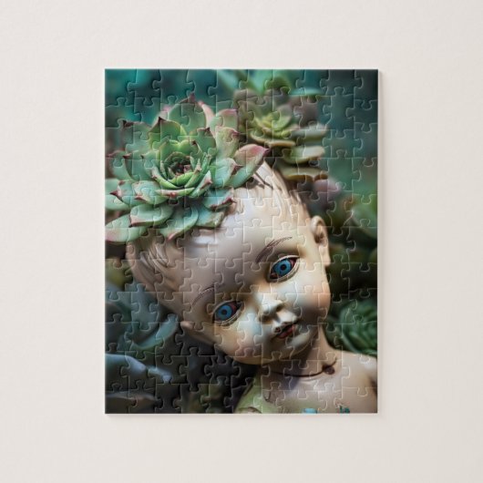 Doll in de Succulent Garden Uniek Legpuzzel (Verticaal)