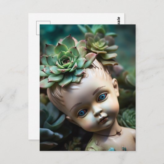 Doll in de Succulente tuin Briefkaart (Voorkant / Achterkant)
