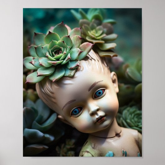 Doll in de Succulente tuin Poster (Voorkant)