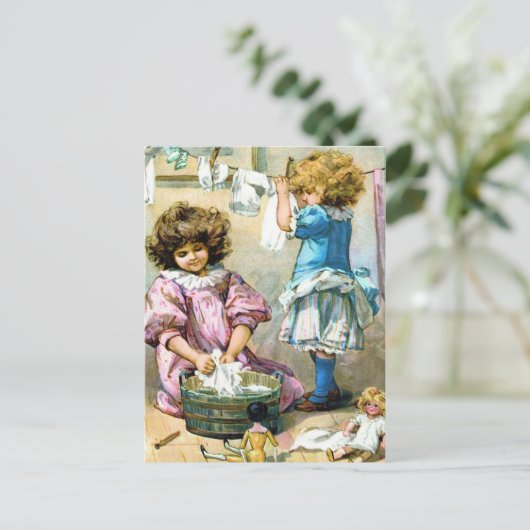 Doll Laundry Day Briefkaart (Staand voorkant)