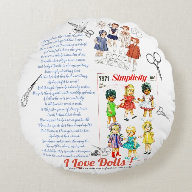 "Doll Maker" Rond Kussen (Voorkant)