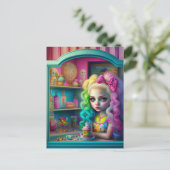 Doll met kleurrijke haar in een Briefkaart van Swe (Staand voorkant)