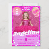 Doll Pink Gilter Invitation Birthday Party Feestdagenkaart (Voorkant)