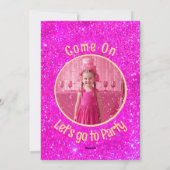 Doll Pink Gilter Uitnodiging Verjaardagsfeest (Achterkant)