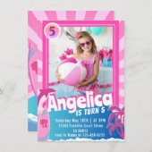 Doll Pink verjaardagsuitnodiging Kaart (Voorkant / Achterkant)