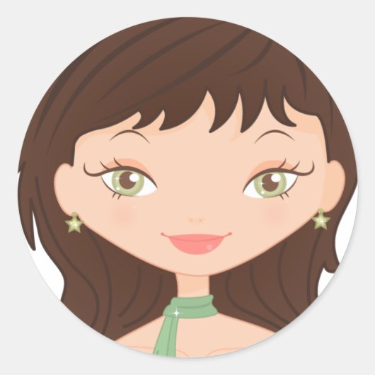 Doll roos ronde sticker (Voorkant)