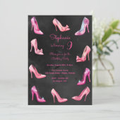 Doll roze hoge hak schoenen meisje verjaardagsfees kaart (Staand voorkant)