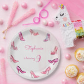 Doll roze hoge hak schoenen meisje verjaardagsfees papieren bordje (Feest)