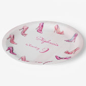 Doll roze hoge hak schoenen meisje verjaardagsfees papieren bordje (Gekanteld)