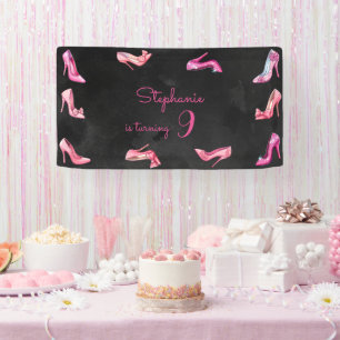 Doll roze hoge hak schoenen meisje verjaardagsfees spandoek