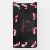 Doll roze hoge hak schoenen meisje verjaardagsfees spandoek (Verticaal)